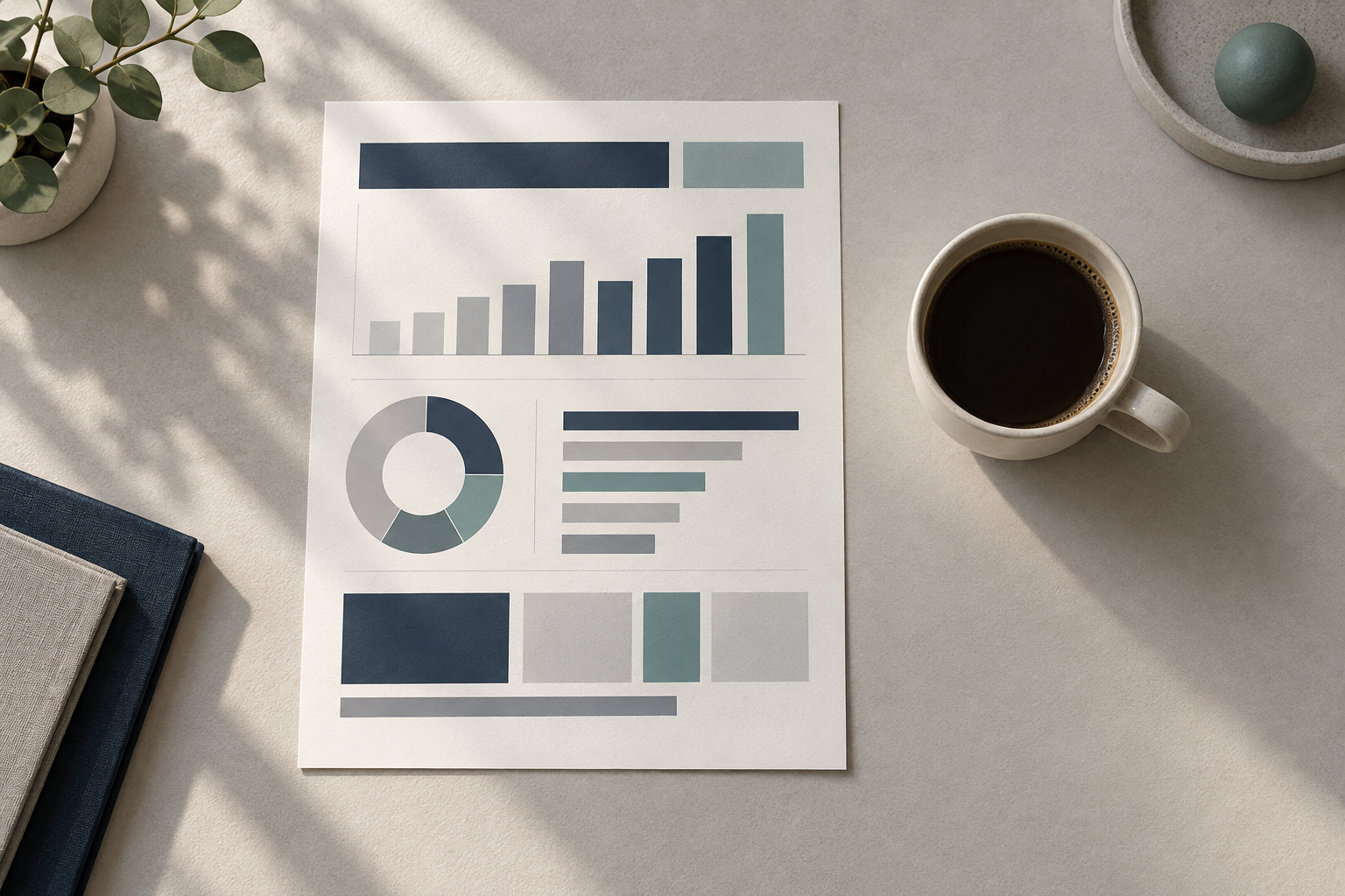 A printed monthly report with clear charts and summaries